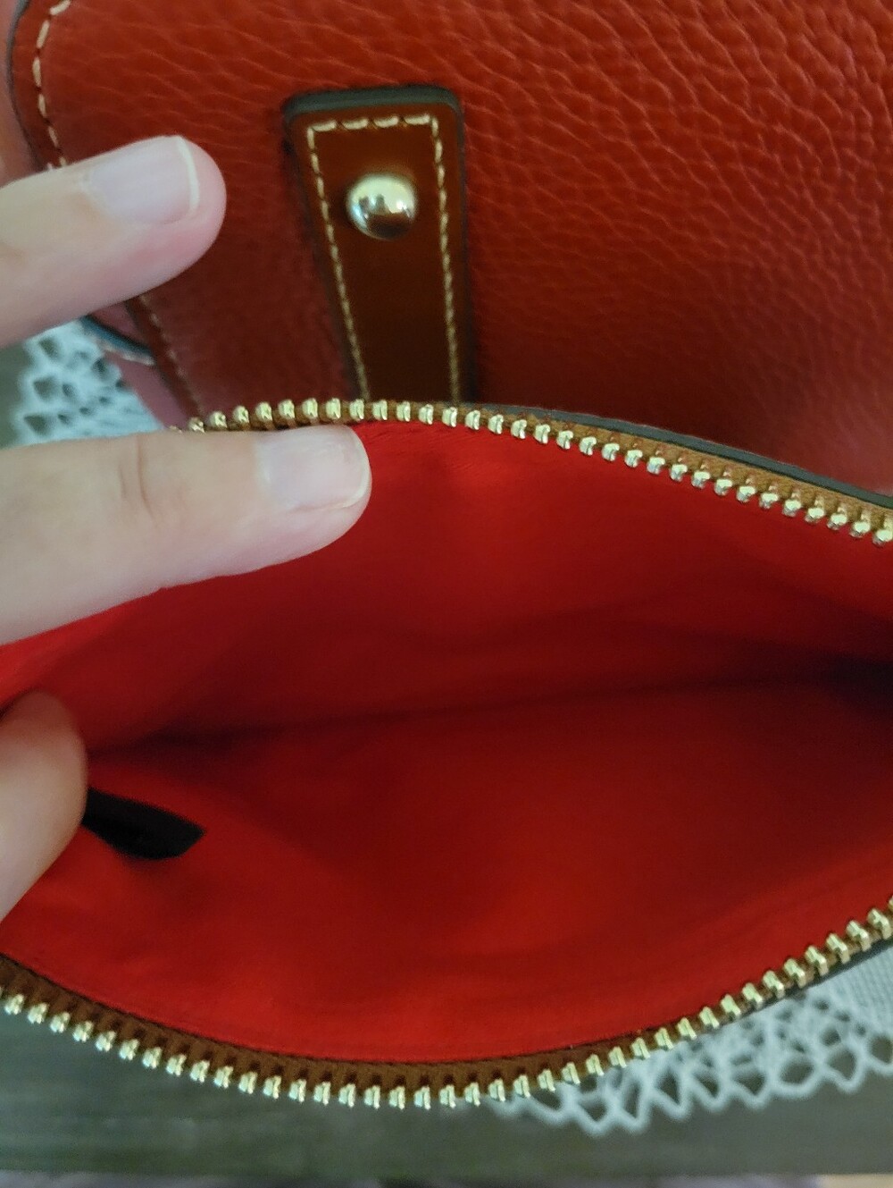 Dooney & Bourke Red Pebble Leather Aimee Drawstring Bag & Matching Wristlet - Picture 10 of 10